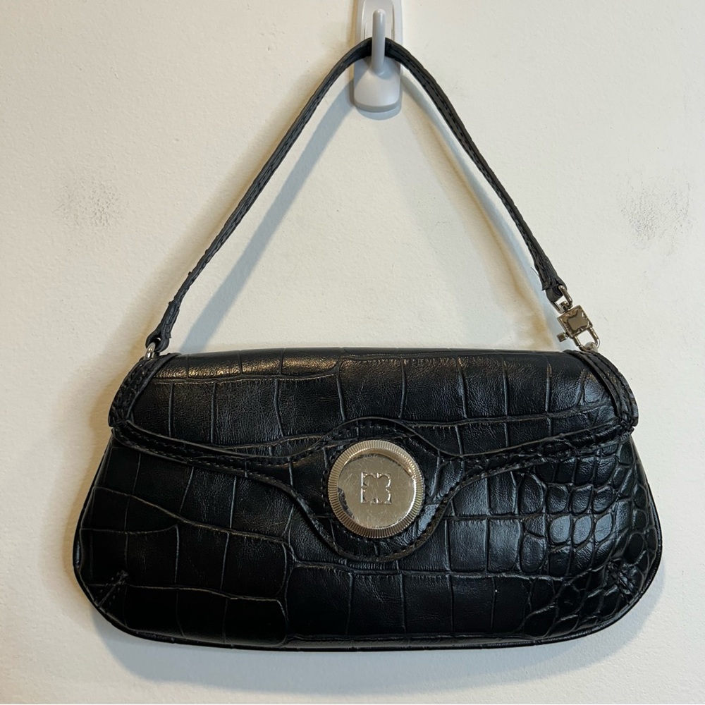 Vintage Y2K Liz Claiborne Baguette Mini Shoulder Bag Clutch Crocodile Embossed
